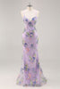 Load image into Gallery viewer, Sparkly Blue Floral Beaded Mermaid Long Prom Dress with Sequins