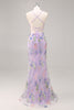 Load image into Gallery viewer, Sparkly Blue Floral Beaded Mermaid Long Prom Dress with Sequins