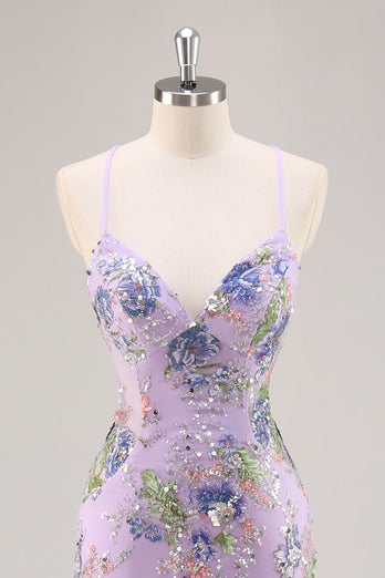 Sparkly Peacock Beaded Mermaid Floral Long Prom Dress with Sequins