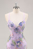 Load image into Gallery viewer, Sparkly Blue Floral Beaded Mermaid Long Prom Dress with Sequins