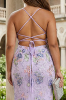 Load image into Gallery viewer, Sparkly Plus Size Pink V-Neck Floral Embroidered Mermaid Long Prom Dress