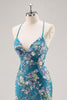 Load image into Gallery viewer, Sparkly Peacock Beaded Mermaid Floral Long Prom Dress with Sequins