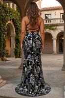 Load image into Gallery viewer, Sparkly Plus Size Pink V-Neck Floral Embroidered Mermaid Long Prom Dress