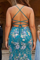 Load image into Gallery viewer, Sparkly Plus Size Pink V-Neck Floral Embroidered Mermaid Long Prom Dress