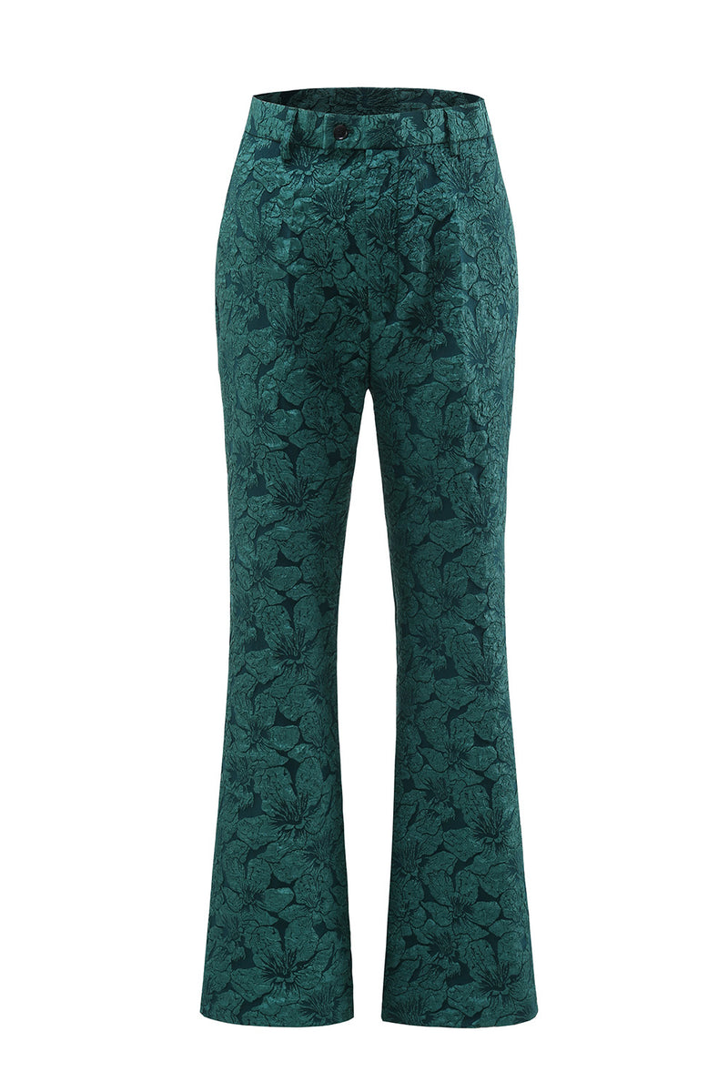 Load image into Gallery viewer, Dark Green 2 Pieces Jacquard Notched Lapel Women Party Suits with Belts