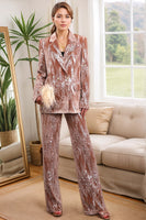 Load image into Gallery viewer, Sparkly Dusty Rose Notched Lapel 2 Pieces Sequins Women Prom Suits