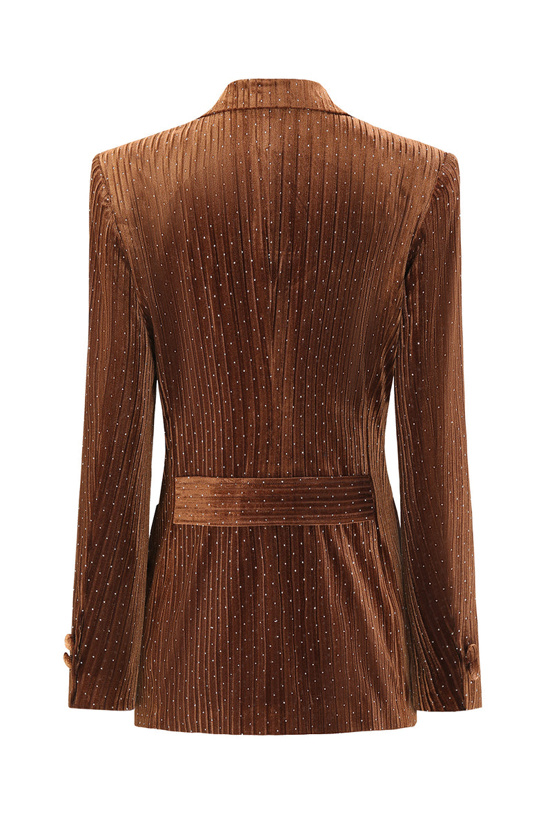 Load image into Gallery viewer, Sparkly Coffee Beaded Peak Lapel Women Prom Blazer