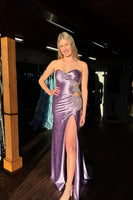 Load image into Gallery viewer, Black Sparkly Cutout Beaded Long Prom Dress with Slit