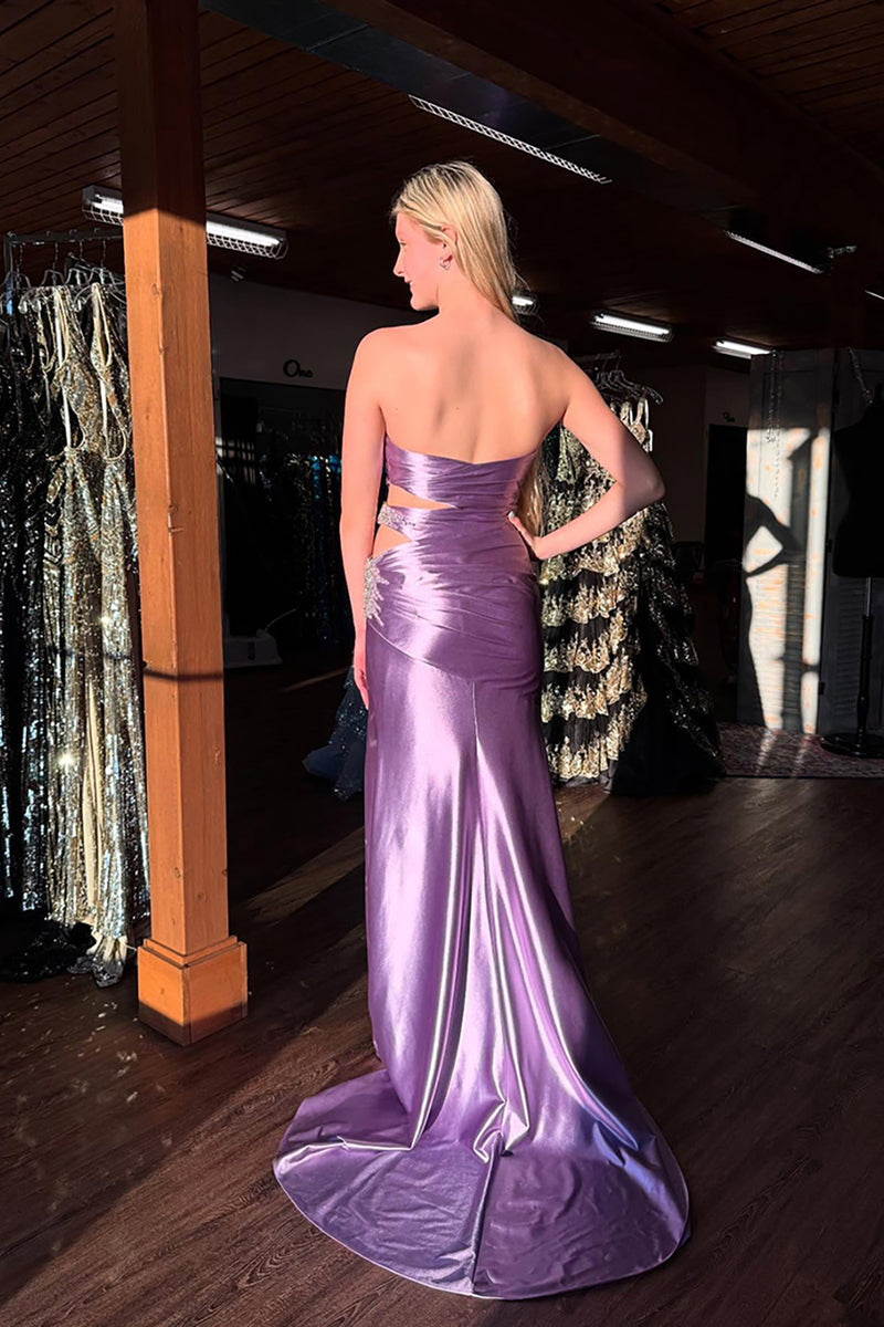 Load image into Gallery viewer, Black Sparkly Cutout Beaded Long Prom Dress with Slit