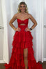 Load image into Gallery viewer, Blush A-Line Flower Strapless Ruffles Long Prom Dress with Slit