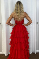 Load image into Gallery viewer, Blush A-Line Flower Strapless Ruffles Long Prom Dress with Slit