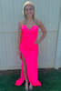 Load image into Gallery viewer, Hot Pink Mermaid Sweetheart Ruched Long Prom Dress with Slit