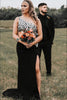 Load image into Gallery viewer, Black Mirror One Shoulder 2 Piece Long Prom Dress with Slit