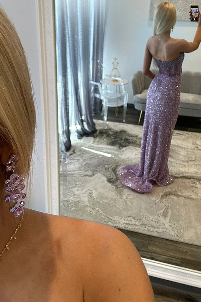 Load image into Gallery viewer, Sparkly Blue Sweetheart Sequins Bodycon Maxi Corset Prom Dress with Beading