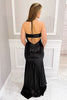 Load image into Gallery viewer, Sparkly Black Cut Out Backless Long Prom Dress with Sequins