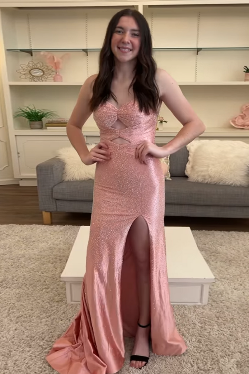 Load image into Gallery viewer, Sparkly Yellow Beaded Sweetheart Keyhole Long Prom Dress with Slit