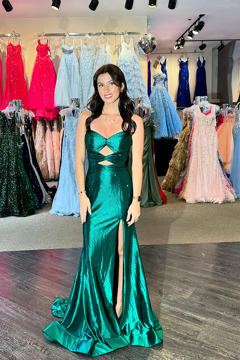 Load image into Gallery viewer, Sparkly Yellow Beaded Sweetheart Keyhole Long Prom Dress with Slit