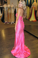 Load image into Gallery viewer, Sparkly Yellow Beaded Sweetheart Keyhole Long Prom Dress with Slit