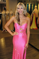 Load image into Gallery viewer, Sparkly Yellow Beaded Sweetheart Keyhole Long Prom Dress with Slit