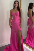 Load image into Gallery viewer, Sparkly Yellow Beaded Sweetheart Keyhole Long Prom Dress with Slit
