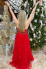Load image into Gallery viewer, Sparkly Princess Red Chiffon Corset Beaded A Line Long Prom Dress with Ruffles