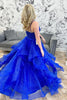Load image into Gallery viewer, Sparkly Princess Royal Blue Sequin Ball Gown Long Prom Dress with Ruffles