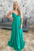 Load image into Gallery viewer, Princess Green Satin Spaghetti Straps A Line Long Prom Dress
