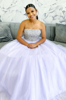 Load image into Gallery viewer, Sparkly Princess Lilac Tulle Beaded A Line Long Prom Dress