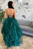 Load image into Gallery viewer, Glitter Princess Emerald Green Tulle Ball Gown Long Prom Dress with Ruffles