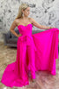 Load image into Gallery viewer, Fuchsia Satin Corset Sweetheart Prom Jumpsuits with Cape