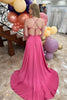 Load image into Gallery viewer, Princess Fuchsia Satin Spaghetti Straps A Line Long Prom Dress