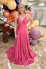 Load image into Gallery viewer, Princess Fuchsia Satin Spaghetti Straps A Line Long Prom Dress