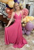 Load image into Gallery viewer, Princess Fuchsia Satin Spaghetti Straps A Line Long Prom Dress