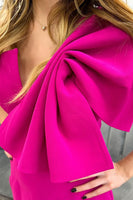 Load image into Gallery viewer, Fuchsia Mermaid One Shoulder Bow Satin Long Prom Dress