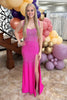 Load image into Gallery viewer, Sparkly Black Satin Beaded Mermaid Long Prom Dress with Slit