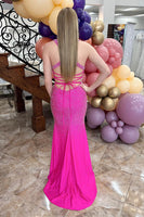 Load image into Gallery viewer, Sparkly Black Satin Beaded Mermaid Long Prom Dress with Slit