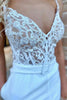 Load image into Gallery viewer, White Lace Corset Spaghetti Straps Long Prom Jumpsuits with Belt