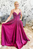 Load image into Gallery viewer, Sparkly Princess Dark Purple Satin Beaded A Line Long Prom Dress