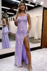 Load image into Gallery viewer, Glitter Lilac Metallic One Shoulder Mermaid Long Prom Dress with Slit