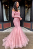 Load image into Gallery viewer, Glitter Royal Blue Lace Long Sleeves Mermaid Long Prom Dress with Ruffles