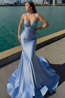 Load image into Gallery viewer, Mermaid Spaghetti Straps Red Long Prom Dress with Criss Cross Back