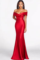 Load image into Gallery viewer, Elegant Red Off the Shoulder Mermaid Long Formal Dress