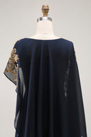 Load image into Gallery viewer, Chiffon Navy Sparkly Mother of the Bride Dress with Beading