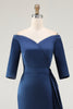 Load image into Gallery viewer, Elegant Off the Shoulder Navy Formal Dress