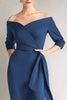 Load image into Gallery viewer, Elegant Off the Shoulder Navy Formal Dress