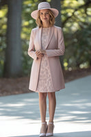 Load image into Gallery viewer, Floral Blush Scoop Short Mother of the Bride Dress with Coat