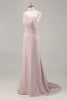 Load image into Gallery viewer, Elegant Khaki Ruched One Shouder Satin Long Formal Dress