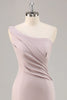 Load image into Gallery viewer, Elegant Khaki Ruched One Shouder Satin Long Formal Dress