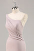 Load image into Gallery viewer, Elegant Khaki Ruched One Shouder Satin Long Formal Dress