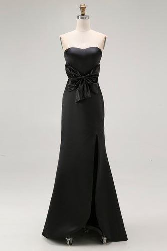 Black Sweetheart Maxi Sheath Formal Dress with Slit